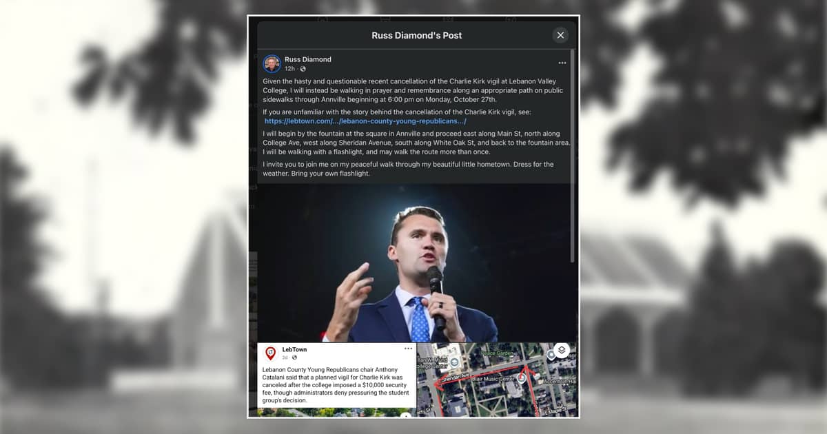 Following Kirk memorial cancellation, Diamond plans prayer walk around LVC