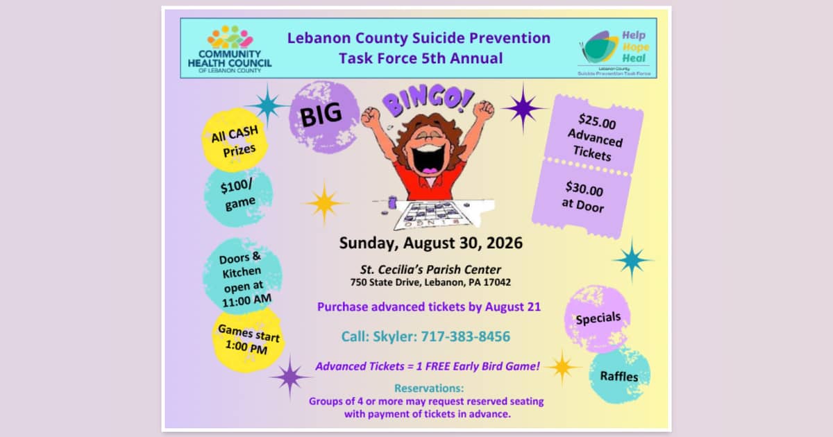 Lebanon County Suicide Prevention Task Force hosts 5th annual bingo fundraiser Aug. 30