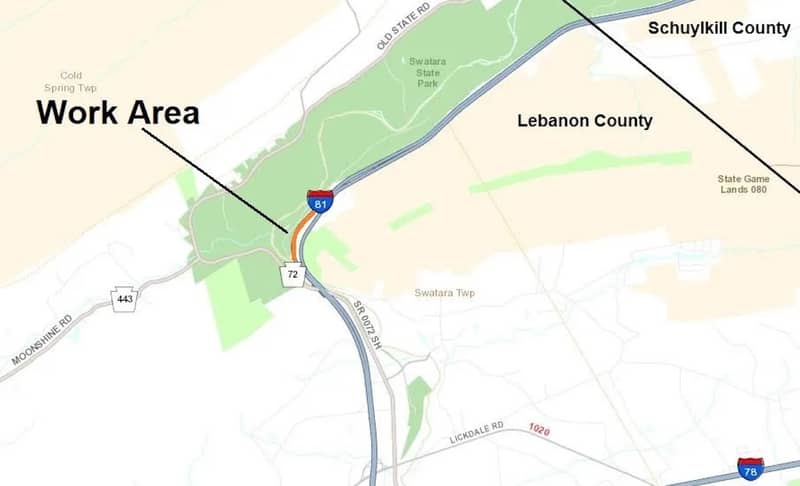Diesel fuel cleanup this week on I-81 in Swatara Township, Lebanon County