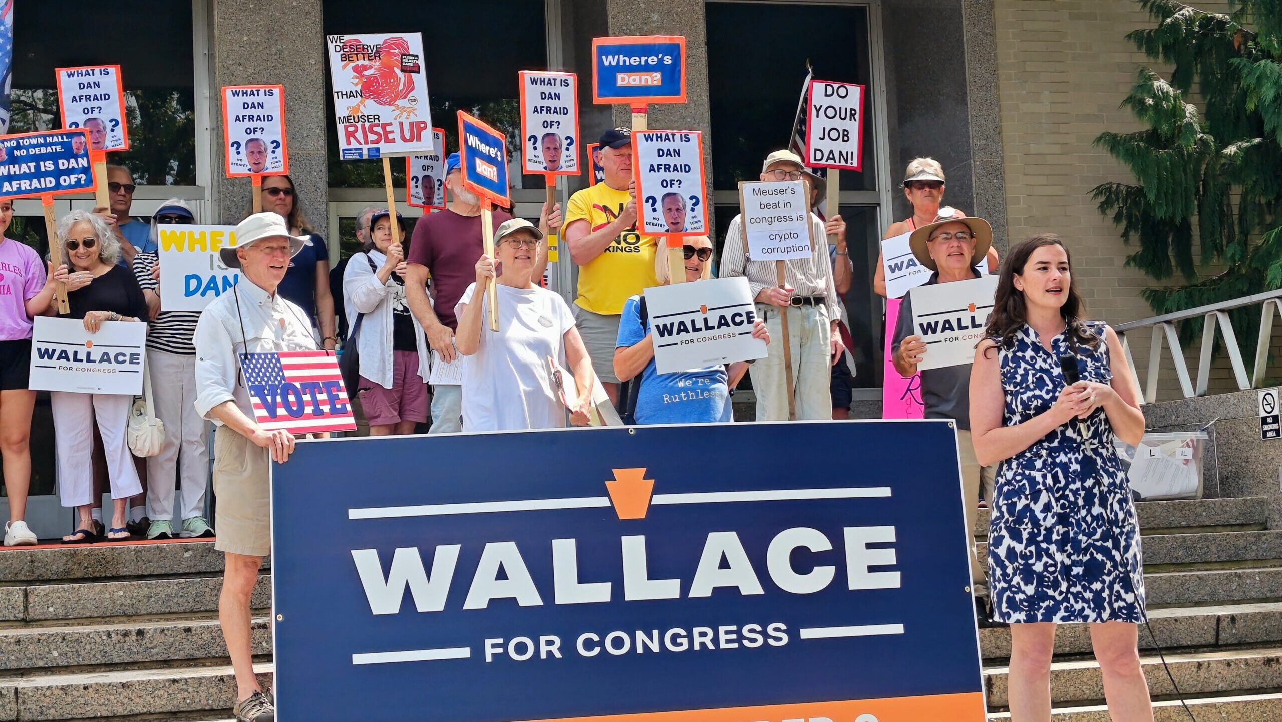 Rachel Wallace calls for debate at 75th Mondays with Meuser